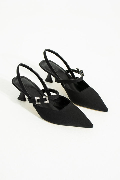 Kadın Topuklu Ayakkabı - Topuklu Stiletto Rahat Şık Ve Taş Detaylı Siyah Renk 6 Cm