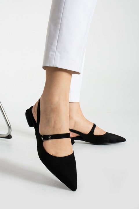 Siyah Süet Ortopedik Kadın Babet – Terletmeyen Esnek Yapı, Günlük ve Ofis İçin Rahat ve Şık Model