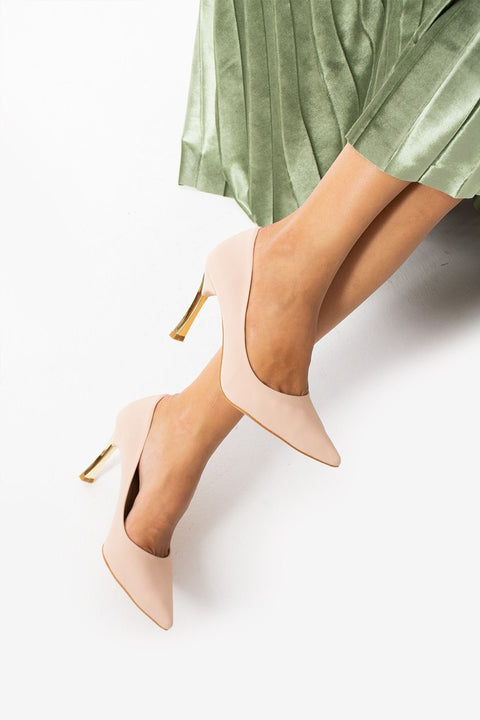 Bej Kumaş Stiletto: Konforlu Vegan Deri Günlük Ve Özel Gün Kadın Topuklu Ayakkabı