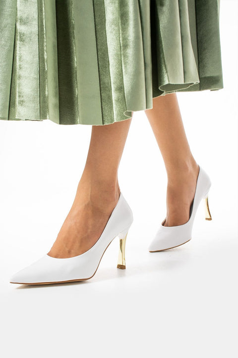 Beyaz Sade Mat Stiletto: Konforlu Vegan Deri Günlük Ve Özel Gün Kadın Topuklu Ayakkabı
