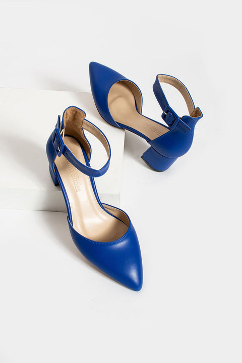 Mavi Topuklu Abiye Kadın Ayakkabı – 5.5 cm Kalın Topuklu, Şık ve Zarif Stiletto Model, Gelinlik & Özel Gün Kombinlerine Uygun
