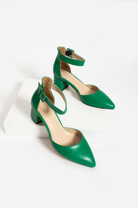 Yeşil Topuklu Abiye Kadın Ayakkabı – 5.5 cm Kalın Topuklu, Şık ve Zarif Stiletto Model, Gelinlik & Özel Gün Kombinlerine Uygun