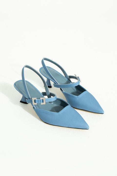 Kadın Topuklu Ayakkabı - Topuklu Stiletto Rahat Şık Ve Taş Detaylı Mavi Renk 6 Cm