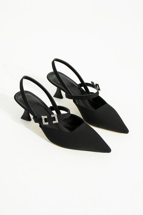 Kadın Topuklu Ayakkabı - Topuklu Stiletto Rahat Şık Ve Taş Detaylı Siyah Renk 6 Cm