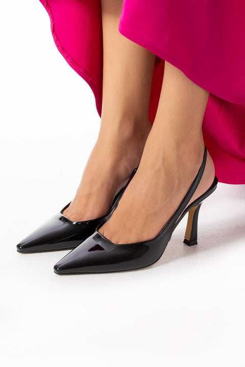 Siyah Bantlı Stiletto Topuklu Kadın Ayakkabı – 8.5 cm, Kolay Giyilebilir, Şık ve Zarif Klasik Model, Günlük ve Özel Kullanıma Uygun