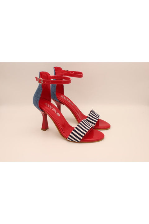 Kadın Topuklu Ayakkabı Bantlı Bilekten Kemerli Ince Ökçe Topuklu Sandalet