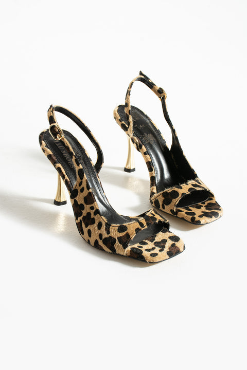 Leopar Desenli Tokalı Açık Burun İnce Topuklu Abiye Stiletto Sandalet | Gece Şıklığı