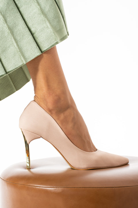 Bej Kumaş Stiletto: Konforlu Vegan Deri Günlük Ve Özel Gün Kadın Topuklu Ayakkabı