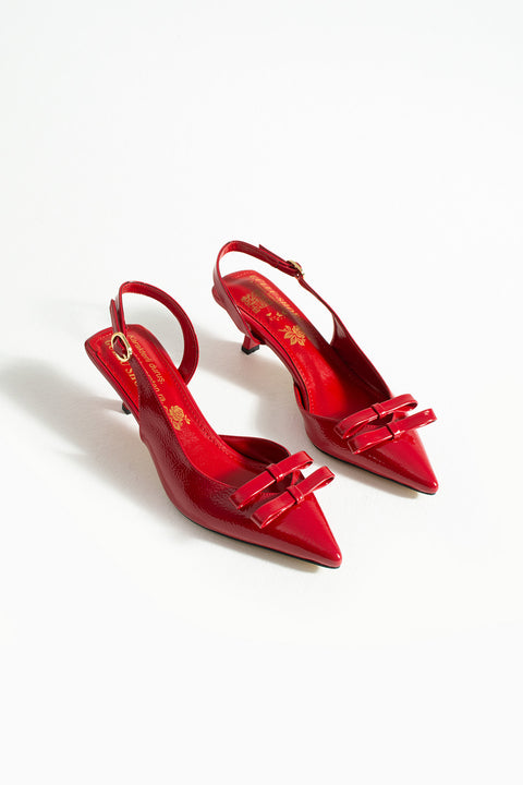Kırmızı Rugan Klasik Topuklu Ayakkabı Kadın Şık Rugan Deri Günlük Kullanım Ofis İçin Bilekten Tokalı