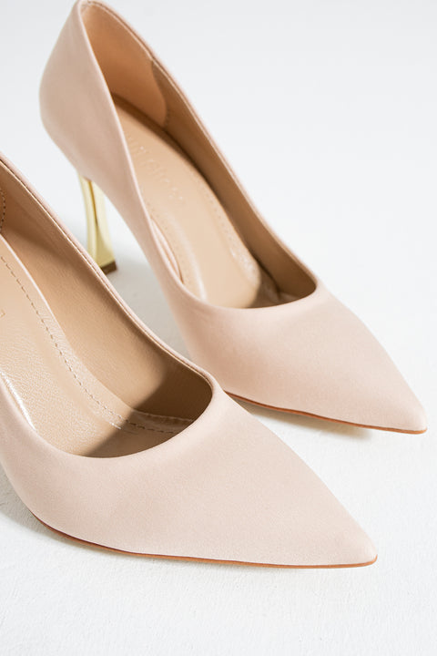 Bej Kumaş Stiletto: Konforlu Vegan Deri Günlük Ve Özel Gün Kadın Topuklu Ayakkabı