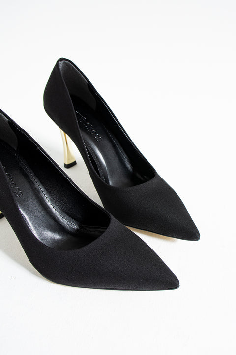 Stiletto Siyah Kadın Topuklu Ayakkabı Konforlu Vegan Deri Günlük Ve Özel Gün