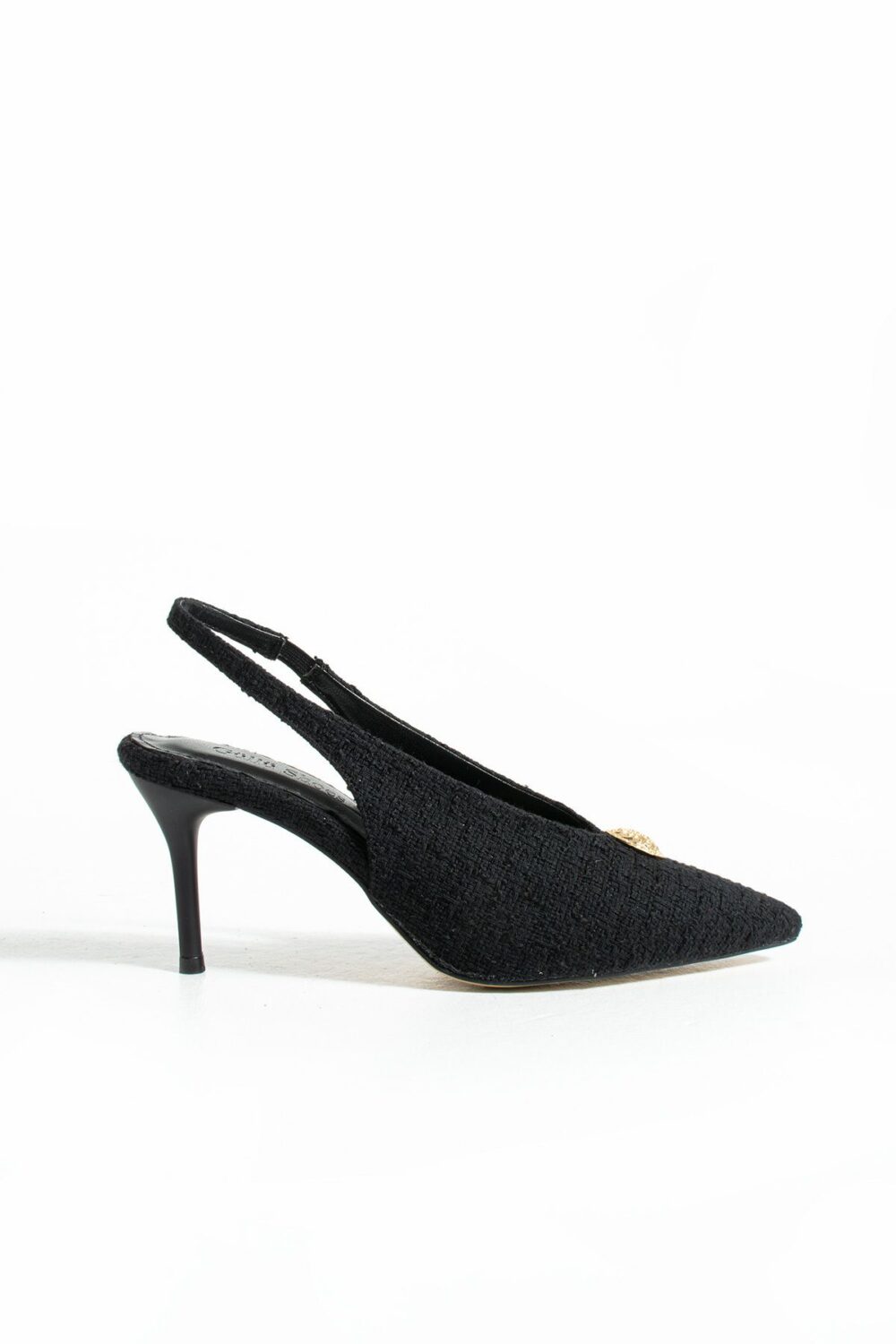 Siyah Kumaş Dokulu Tokalı Slingback Stiletto – İnce Topuklu Zarif ve Rahat Kadın Ayakkabı - Görsel 5