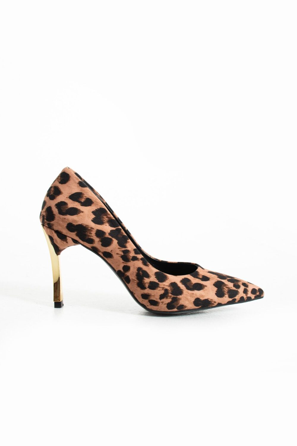 Kadın Leopar Desenli 9 cm Altın Kaplama Topuklu Stiletto – Vegan Deri, Hafızalı Ped, Şık ve Rahat - Görsel 5