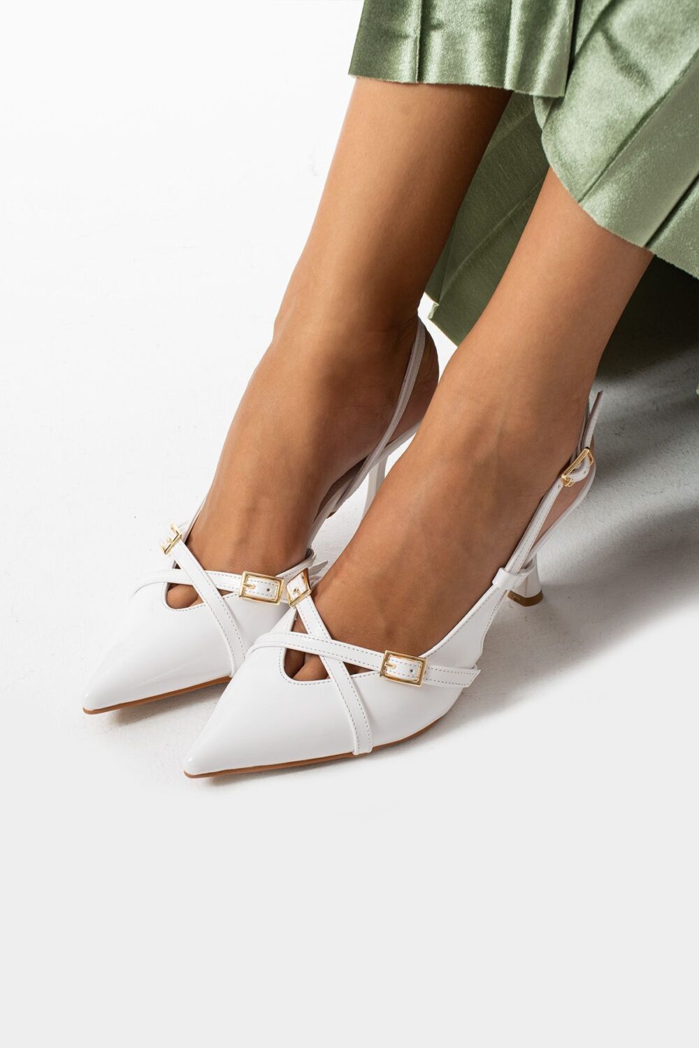 Kadın Topuklu Ayakkabı Abiye Ayakkabı Beyaz Stiletto Vegan Deri Rugan - Günlük Ve Özel Gün - Görsel 6