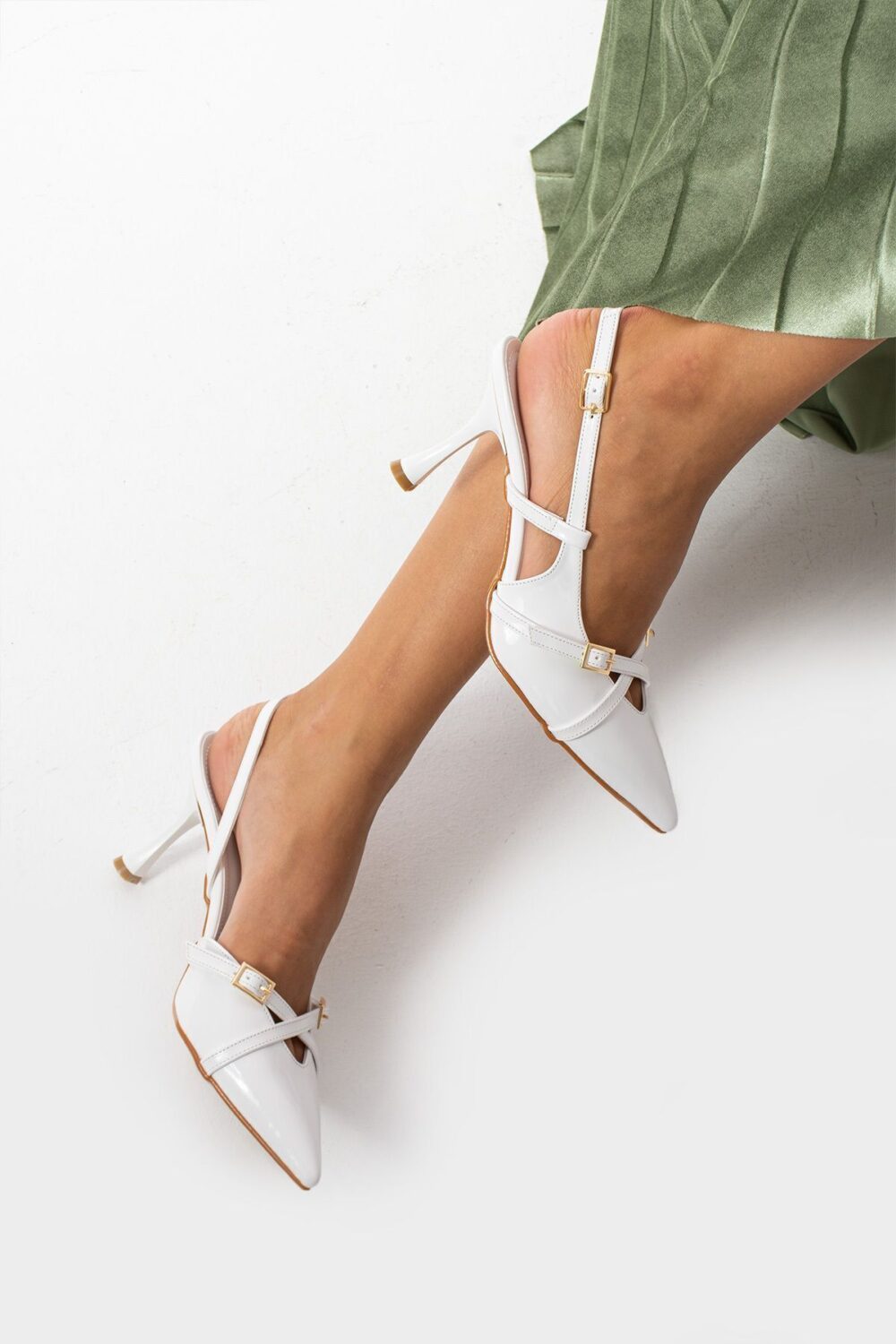 Kadın Topuklu Ayakkabı Abiye Ayakkabı Beyaz Stiletto Vegan Deri Rugan - Günlük Ve Özel Gün - Görsel 7