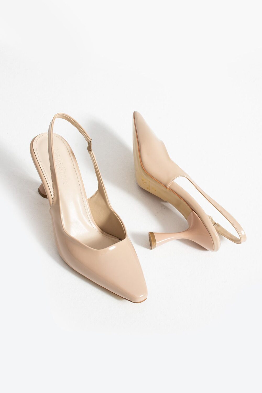 Bej Rugan Slingback Topuklu Ayakkabı – İnce Topuklu, Sivri Burunlu, Şık ve Zarif Klasik Model, Ofis ve Abiye Kombinlere Uygun - Görsel 5