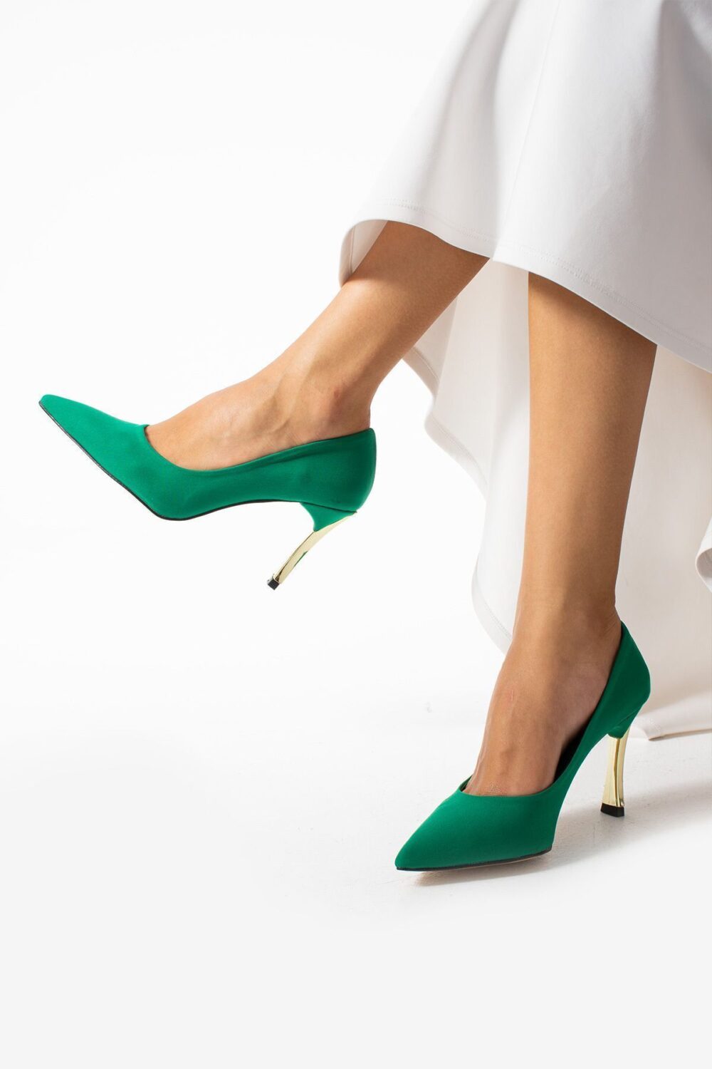 Stiletto Yeşil Kadın Topuklu Ayakkabı Konforlu Vegan Deri Günlük Ve Özel Gün - Görsel 8