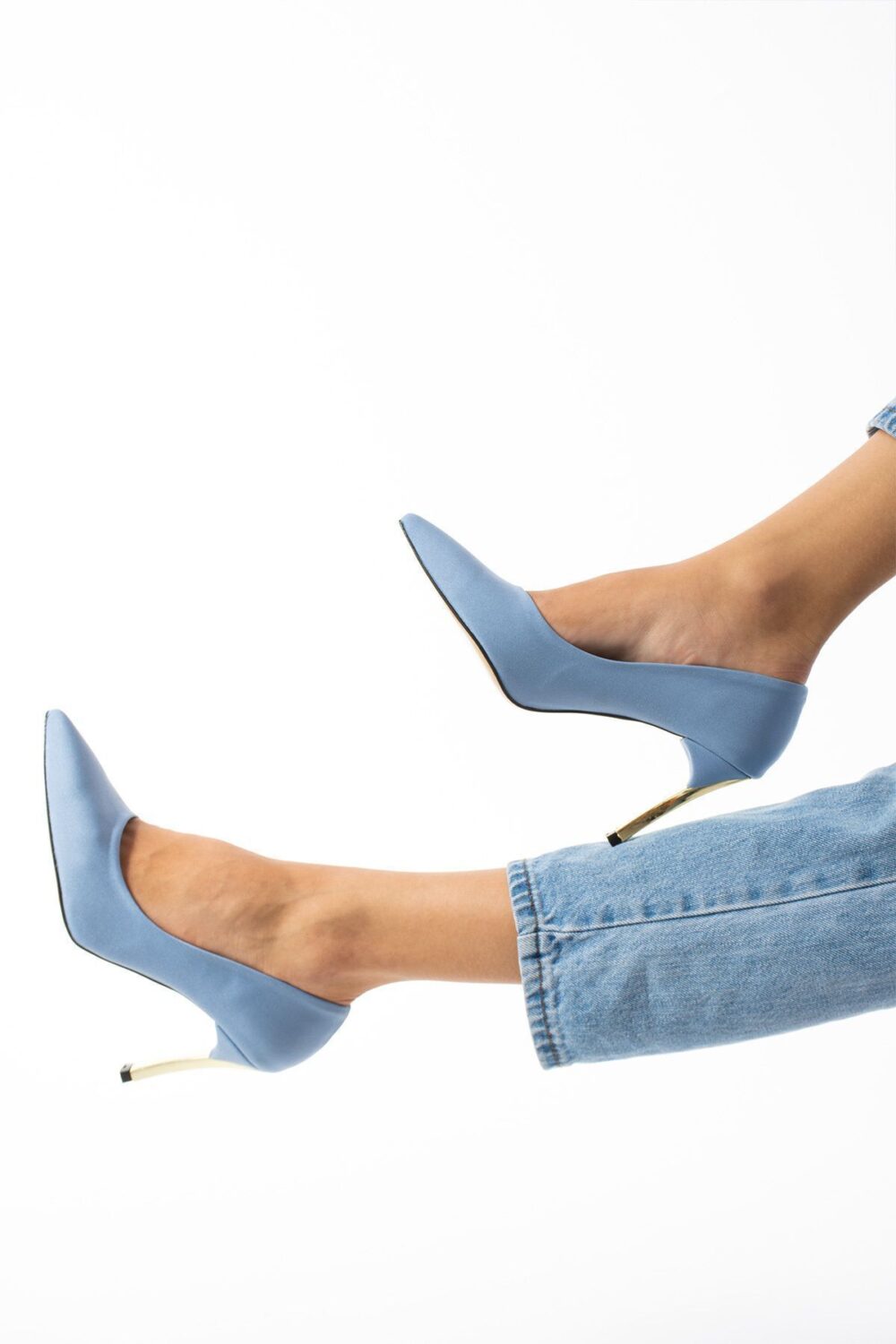 Stiletto Açık Mavi Kadın Topuklu Ayakkabı Konforlu Vegan Deri Günlük Ve Özel Gün - Görsel 8