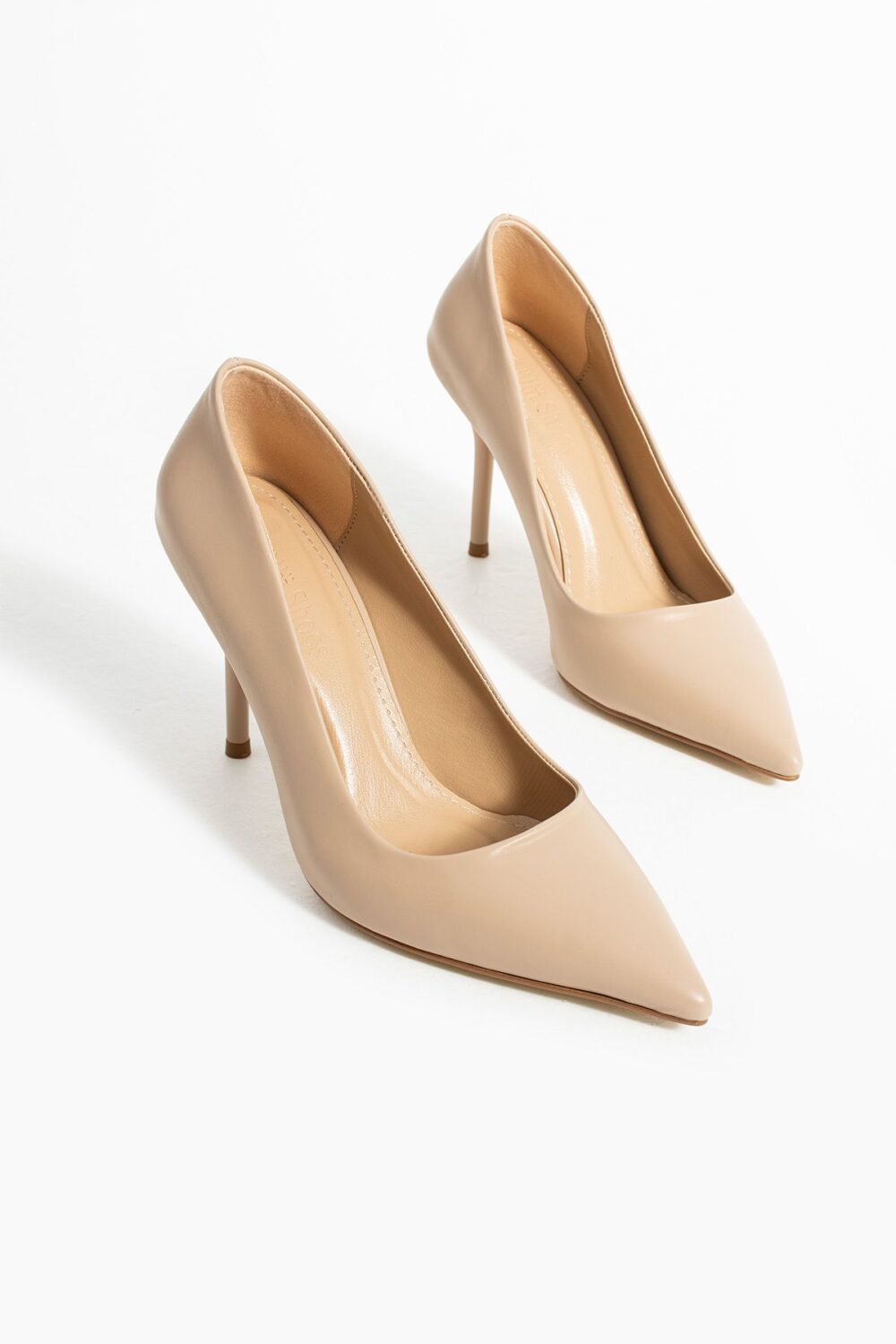 Bej 9cm Vegan Deri İnce Topuklu Stiletto | Etkileyici Şıklık! Mezuniyet Düğün Ofis İçin - Görsel 6