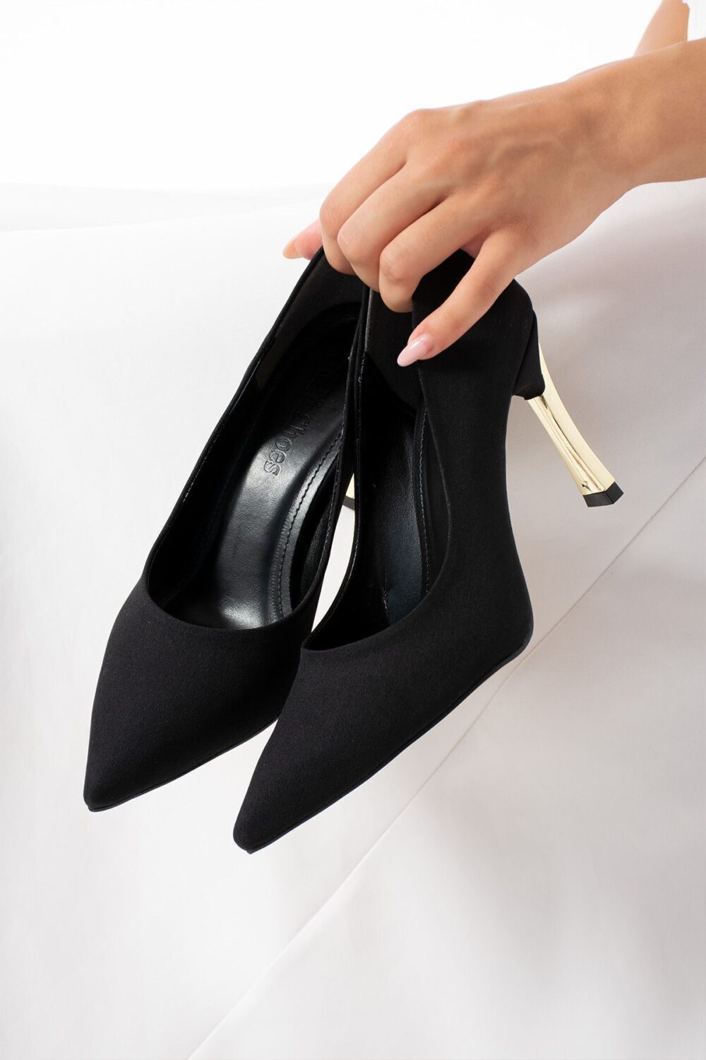 Stiletto Siyah Kadın Topuklu Ayakkabı Konforlu Vegan Deri Günlük Ve Özel Gün - Görsel 8