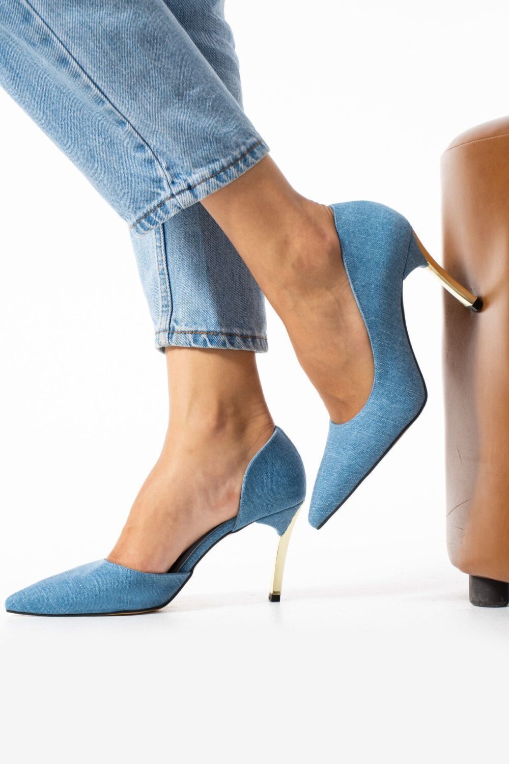 Kot Mavi 9 cm İnce Topuklu Vegan Deri Stiletto – Günlük ve Şık Kombinler İçin Kadın Ayakkabı - Görsel 8