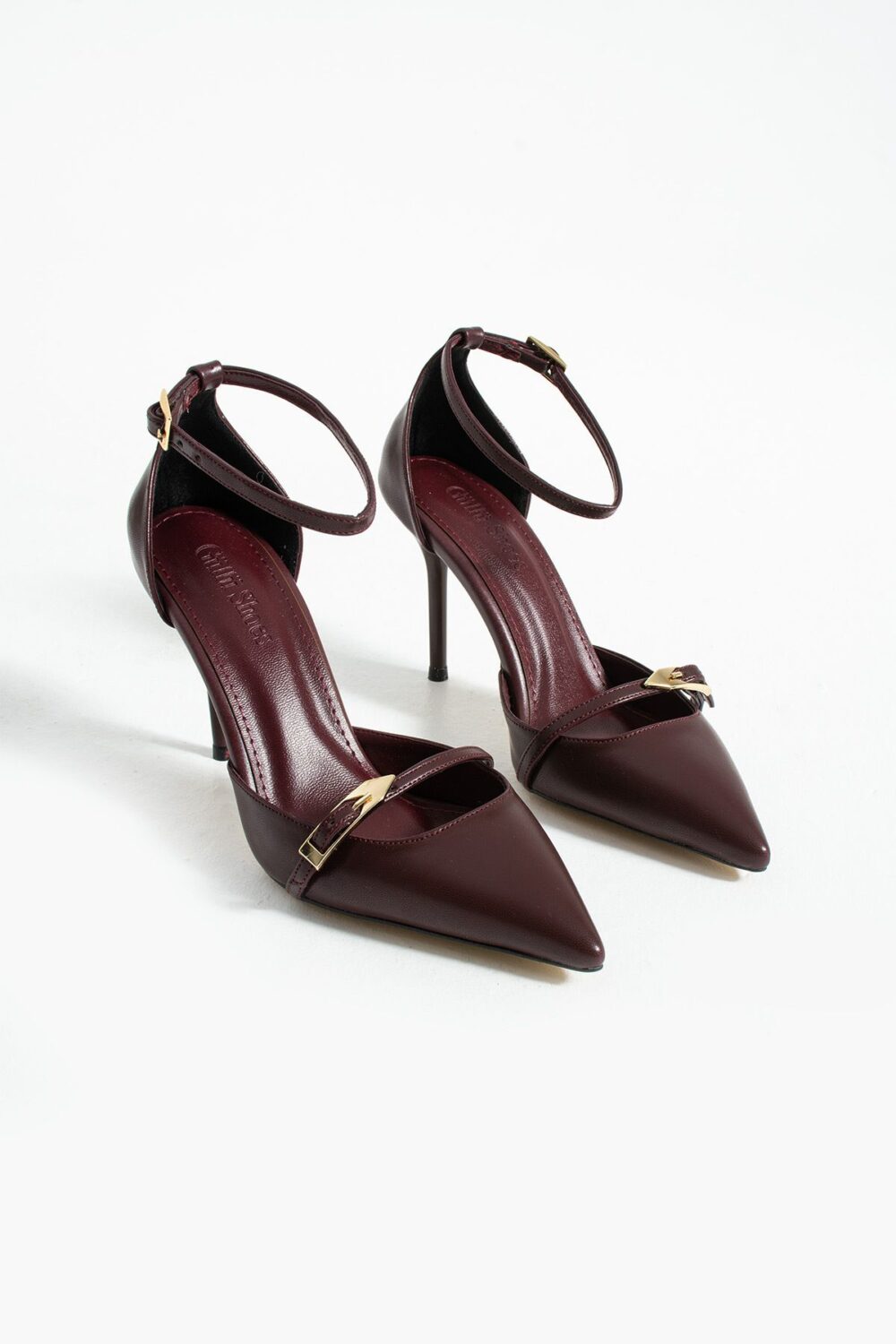Bordo Mat Vegan Deri Stiletto – 9cm İnce Topuklu Rahat Kalıp Günlük Kadın Ayakkabısı - Görsel 6