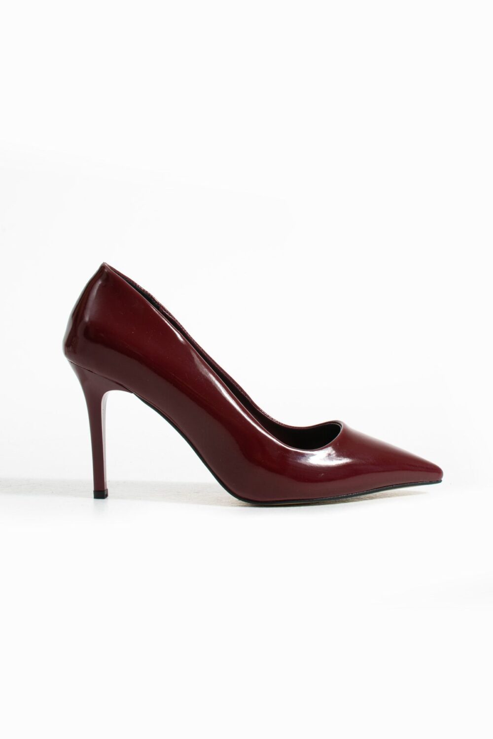 Bordo Rugan Vegan Deri Stiletto – 9cm Topuklu Hafızalı Pedli Rahat Kalıp Sivri Burun Kadın Ayakkabı - Görsel 5