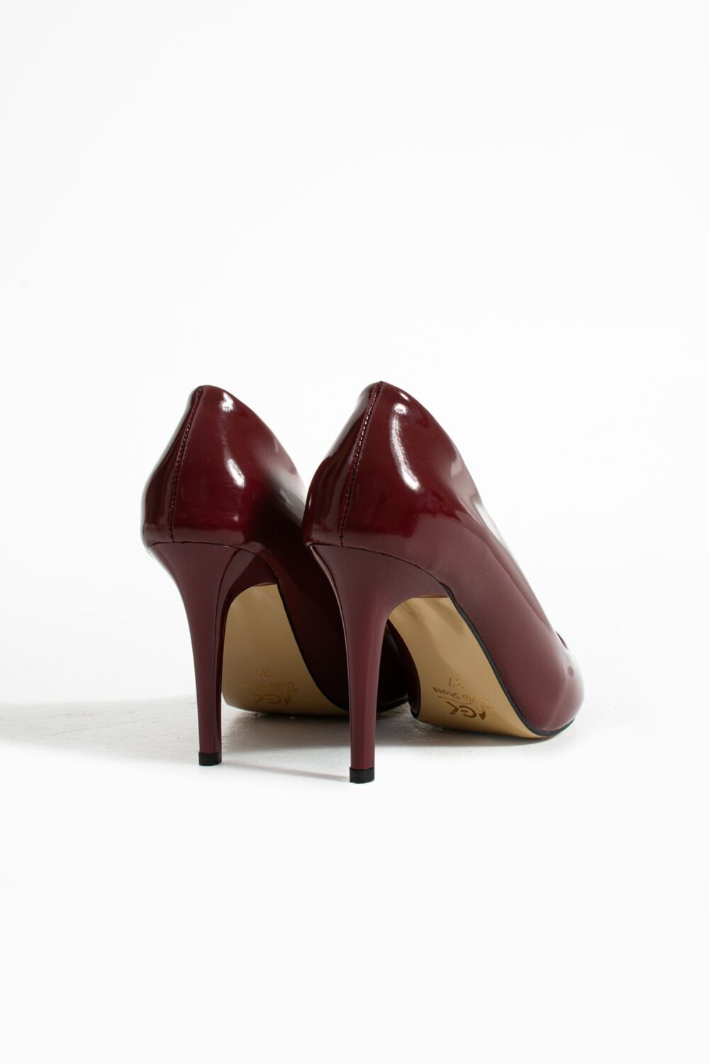 Bordo Rugan Vegan Deri Stiletto – 9cm Topuklu Hafızalı Pedli Rahat Kalıp Sivri Burun Kadın Ayakkabı - Görsel 6