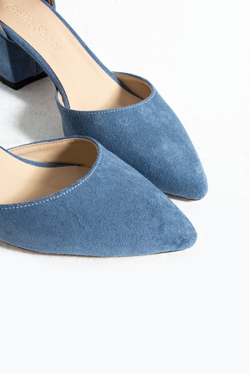 Açık Mavi Süet Topuklu Abiye Kadın Ayakkabı – 5.5 cm Kalın Topuklu, Zarif ve Şık Gelinlik & Özel Gün Stiletto Model - Görsel 4
