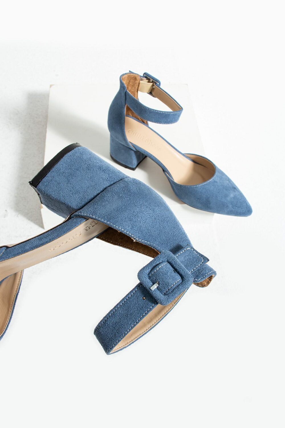 Açık Mavi Süet Topuklu Abiye Kadın Ayakkabı – 5.5 cm Kalın Topuklu, Zarif ve Şık Gelinlik & Özel Gün Stiletto Model - Görsel 5