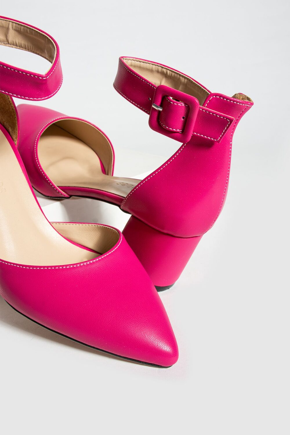 Kadin Fuşya Ayakkabı Abiye Stiletto Kalın Topuk Gelinlik Ayakkabisi 5.5cm - Görsel 6
