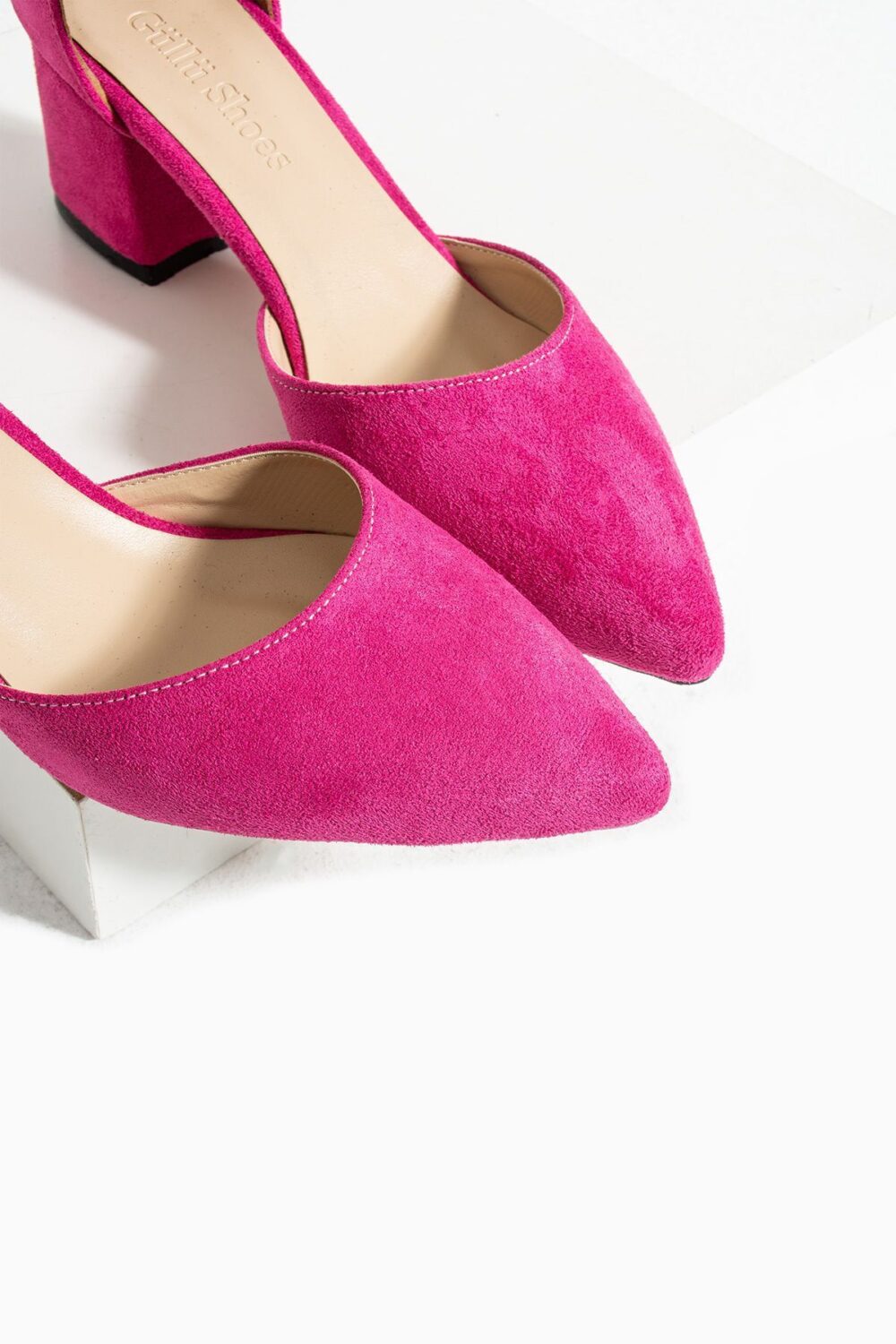 Fuşya Süet Topuklu Abiye Kadın Ayakkabı – 5.5 cm Kalın Topuklu, Zarif ve Şık Gelinlik & Özel Gün Stiletto Model - Görsel 3