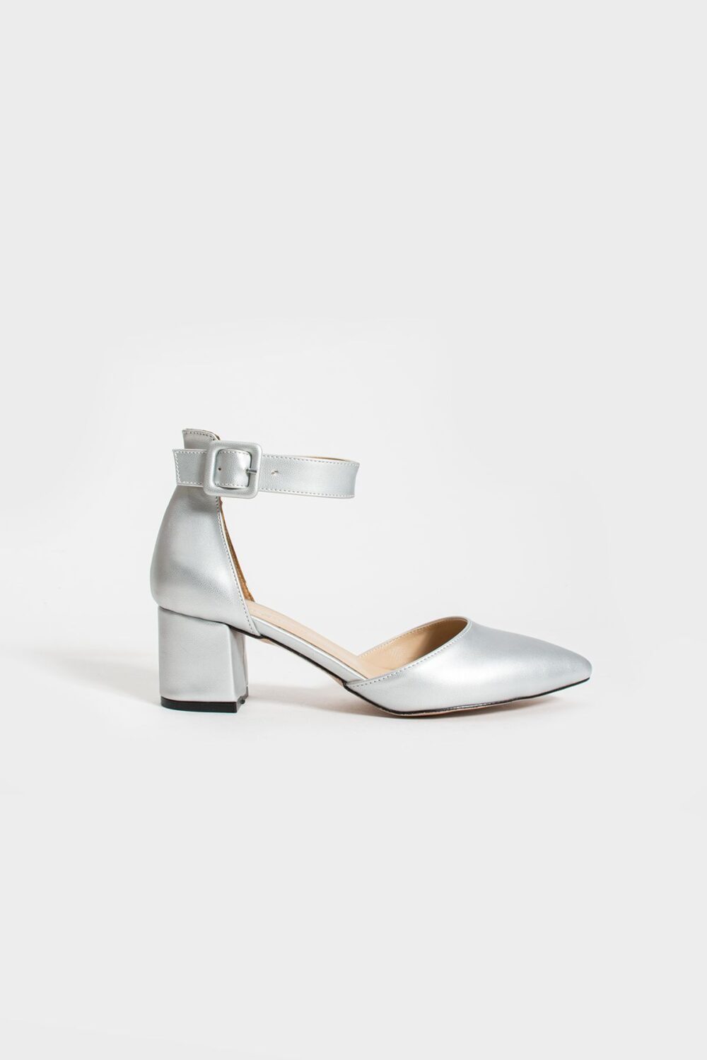 Gümüş Topuklu Abiye Kadın Ayakkabı – 5.5 cm Kalın Topuklu, Şık ve Zarif Stiletto Model, Gelinlik & Özel Gün Kullanımına Uygun - Görsel 6