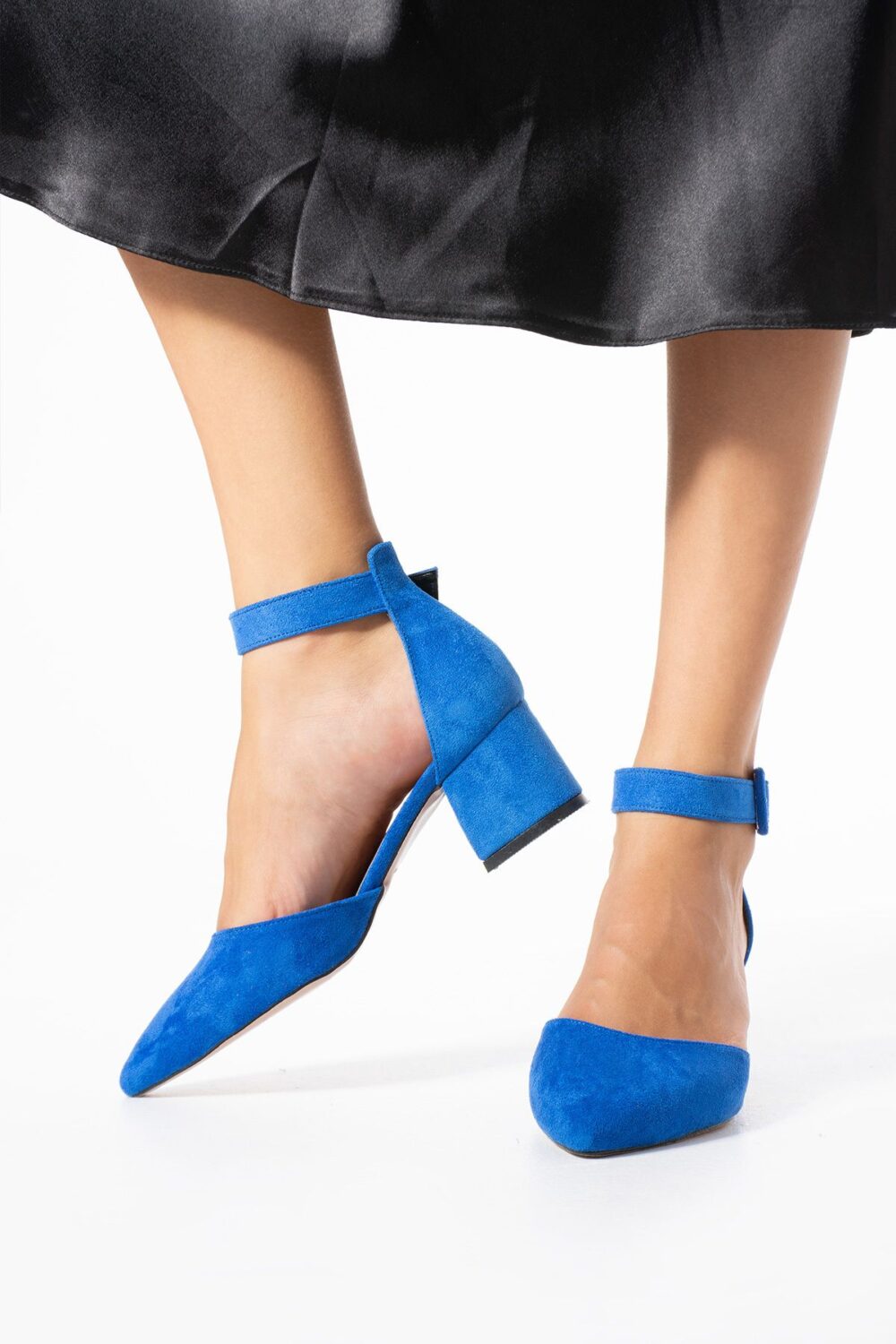 Mavi Süet Topuklu Abiye Kadın Ayakkabı – 5.5 cm Kalın Topuklu, Şık ve Zarif Stiletto Model, Gelinlik & Özel Gün Uyumlu - Görsel 7