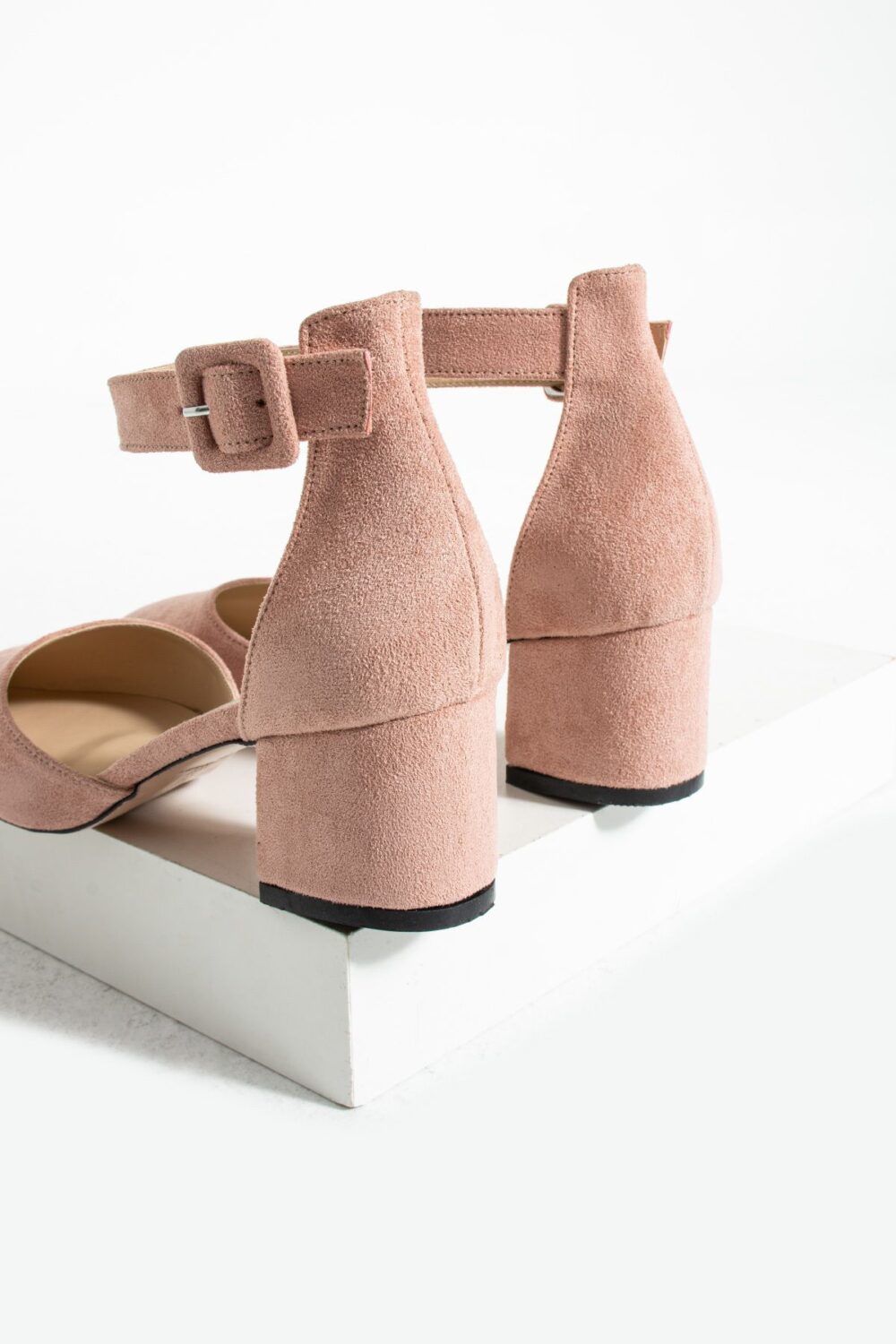 Gül Kurusu Süet Topuklu Abiye Kadın Ayakkabı – 5.5 cm Kalın Topuklu, Şık ve Zarif Stiletto Model, Gelinlik ve Özel Gün Uyumlu - Görsel 3