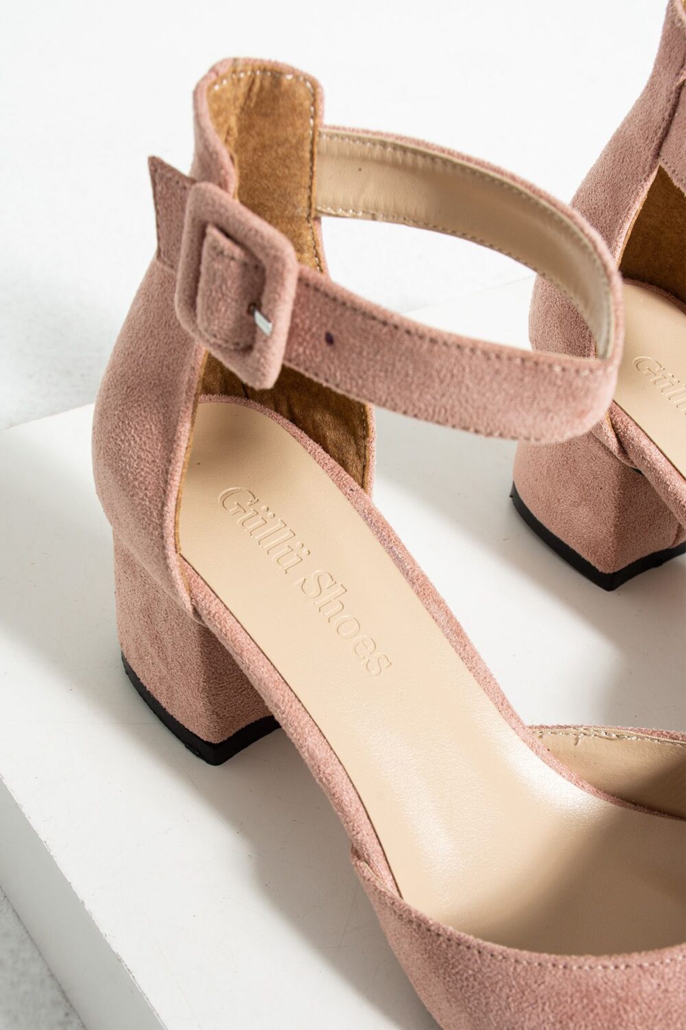 Gül Kurusu Süet Topuklu Abiye Kadın Ayakkabı – 5.5 cm Kalın Topuklu, Şık ve Zarif Stiletto Model, Gelinlik ve Özel Gün Uyumlu - Görsel 5