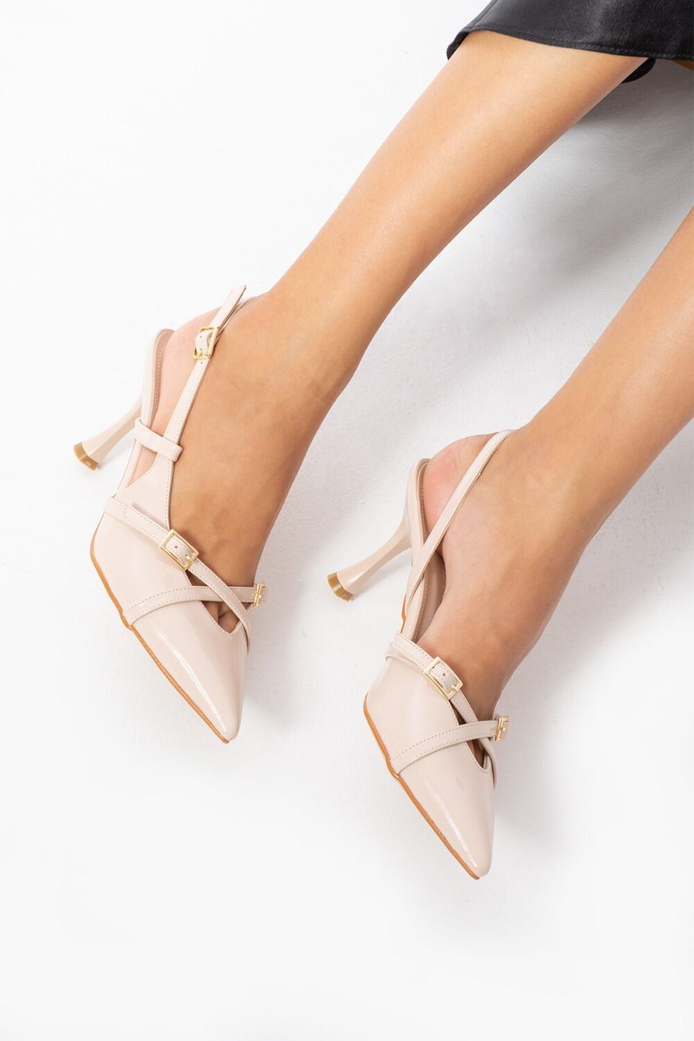 Kadın Topuklu Ayakkabı Abiye Ayakkabı Bej Stiletto Vegan Deri Rugan - Günlük Ve Özel Gün - Görsel 7