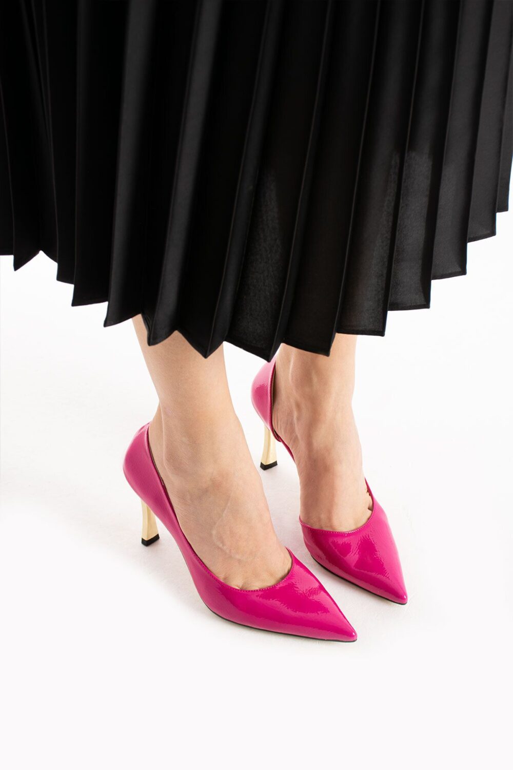 Fuşya 9 cm İnce Topuklu Vegan Deri Stiletto – Göz Alıcı Kadın Ayakkabı - Görsel 4