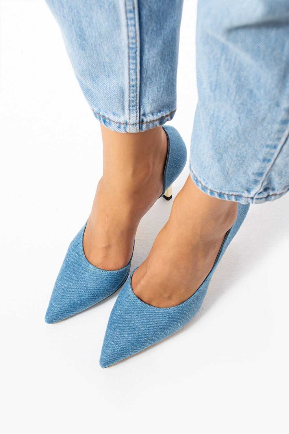 Kot Mavi 9 cm İnce Topuklu Vegan Deri Stiletto – Günlük ve Şık Kombinler İçin Kadın Ayakkabı - Görsel 6