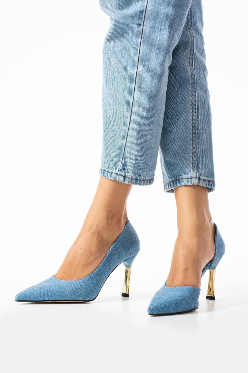 Kot Mavi 9 cm İnce Topuklu Vegan Deri Stiletto – Günlük ve Şık Kombinler İçin Kadın Ayakkabı - Görsel 7