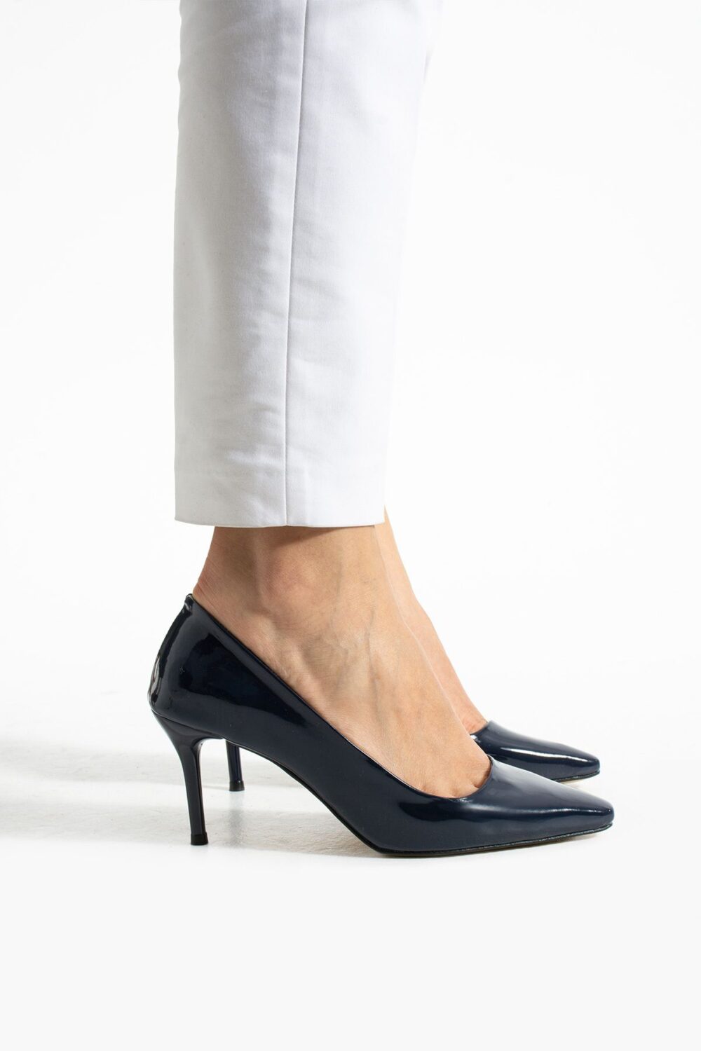 Lacivert Parlak Vegan Deri Topuklu Ayakkabı – 7cm İnce Topuklu Şık Stiletto - Görsel 6