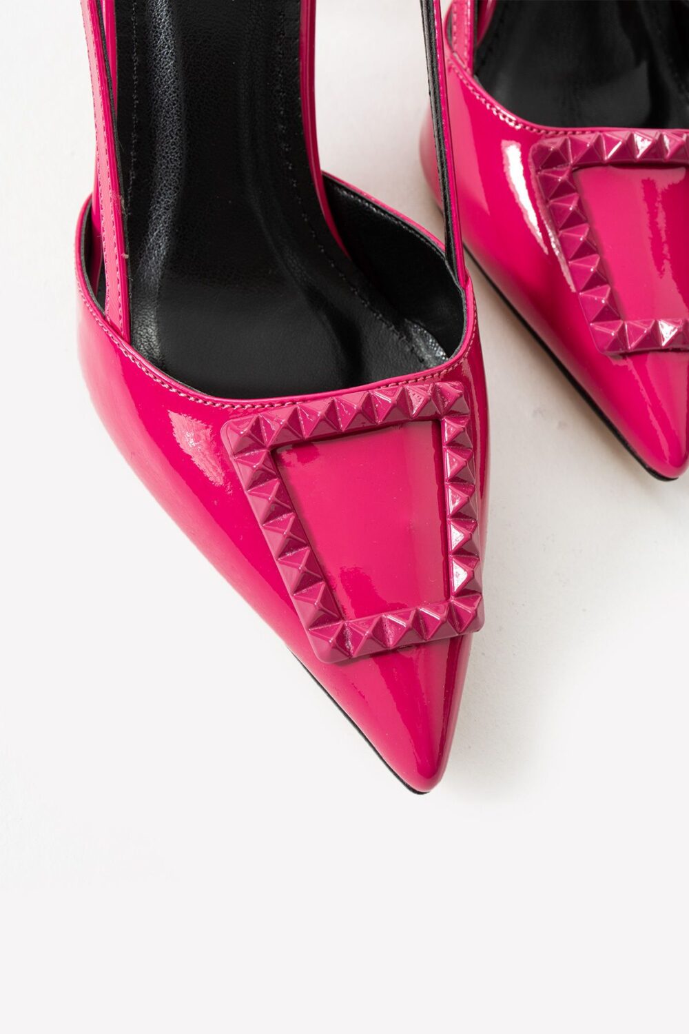 Parlak Pembe Vegan Deri Stiletto – 7cm Topuklu Bilekten Tokalı Bantlı Sivri Burun Şık Kadın Ayakkabı - Görsel 5