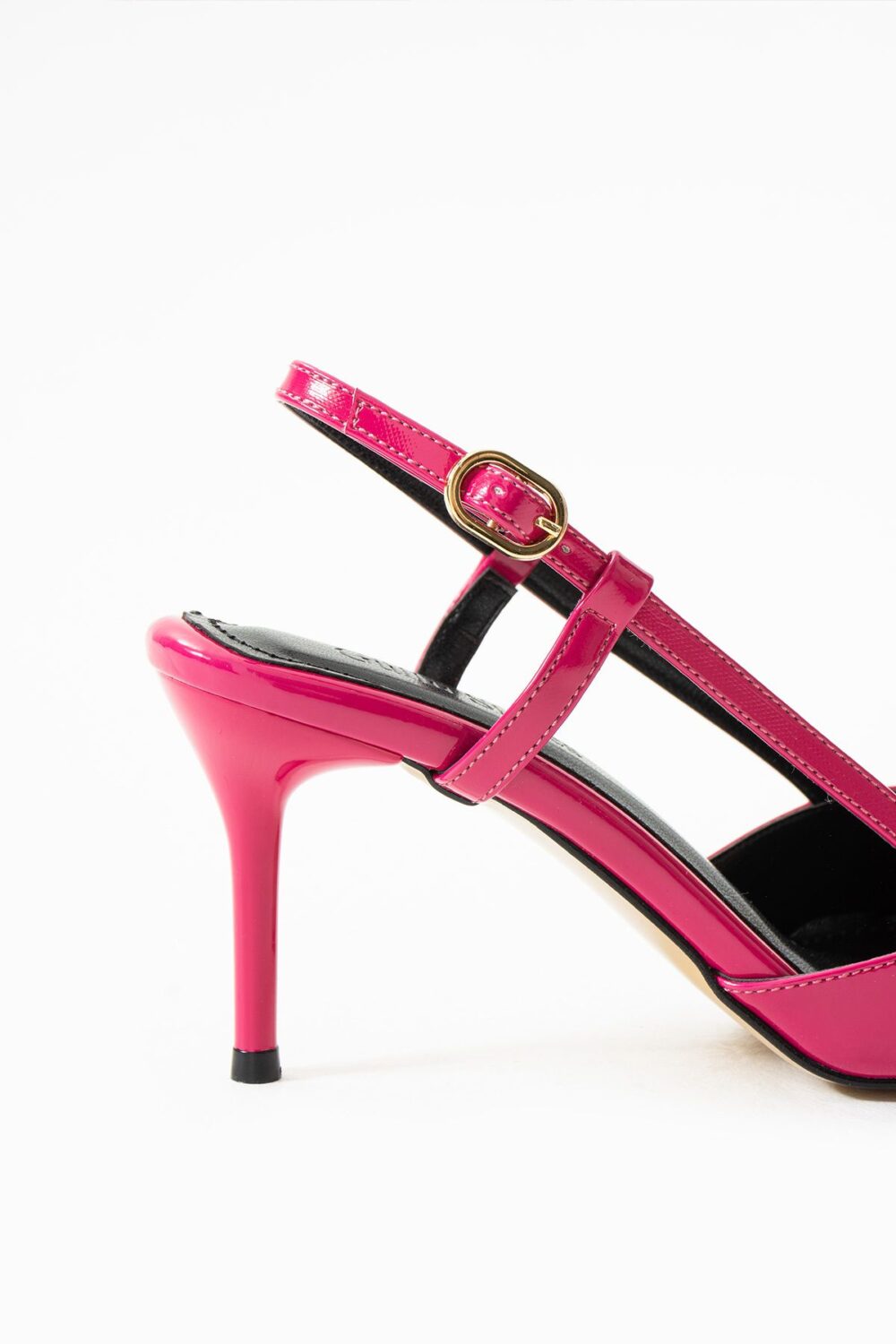Parlak Pembe Vegan Deri Stiletto – 7cm Topuklu Bilekten Tokalı Bantlı Sivri Burun Şık Kadın Ayakkabı - Görsel 6