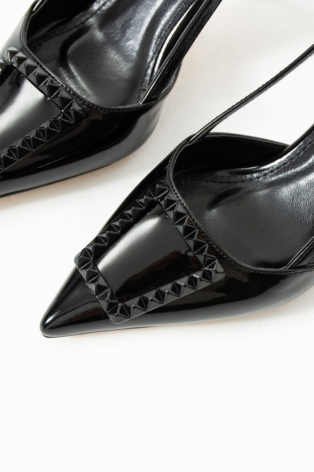Parlak Siyah Vegan Deri Stiletto – 7cm Topuklu Bilekten Tokalı Bantlı Sivri Burun Şık Kadın Ayakkabı - Görsel 5
