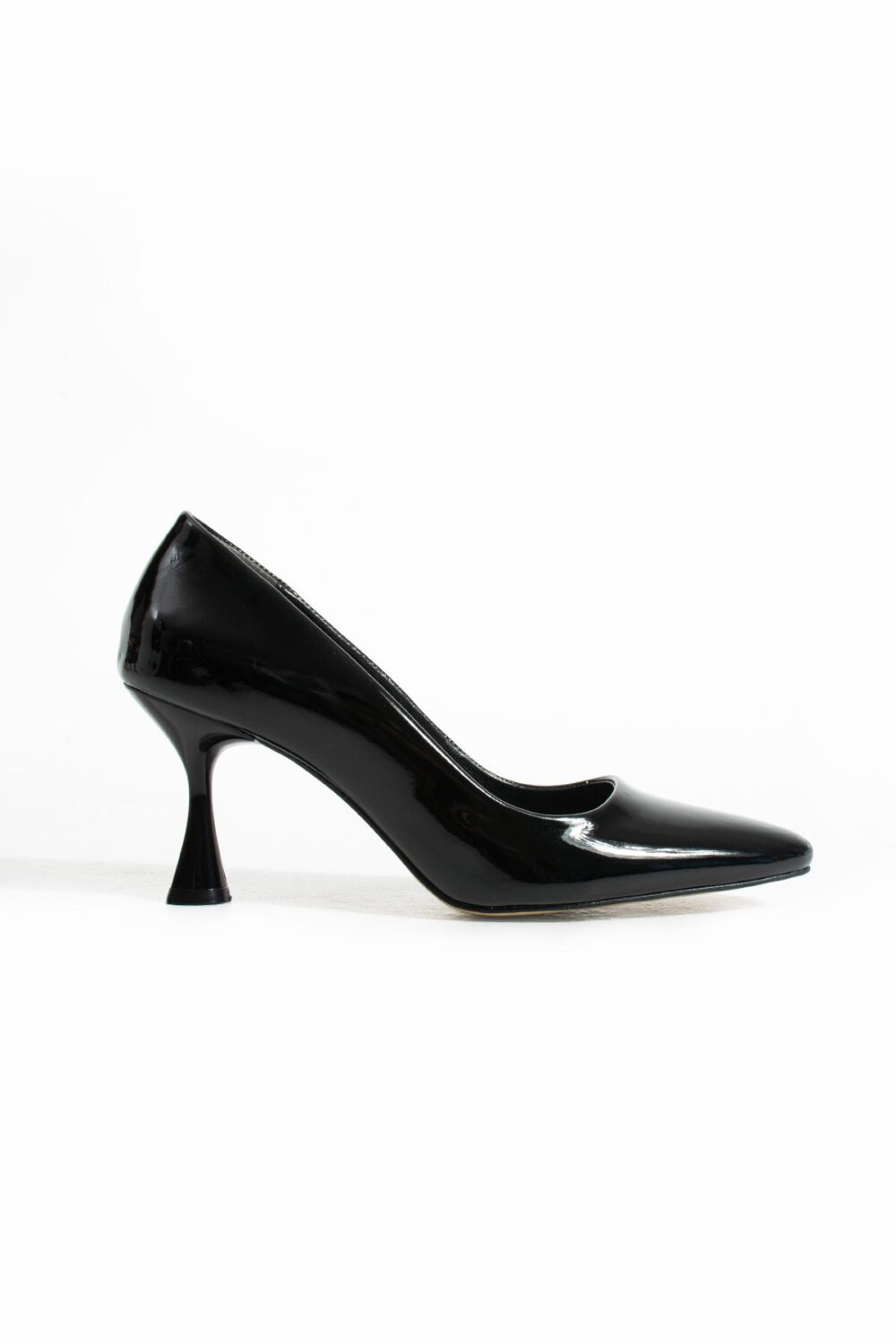 Siyah Rugan Vegan Deri Stiletto – 7cm İnce Topuklu Hafızalı Pedli Şık Kadın Ayakkabı - Görsel 5