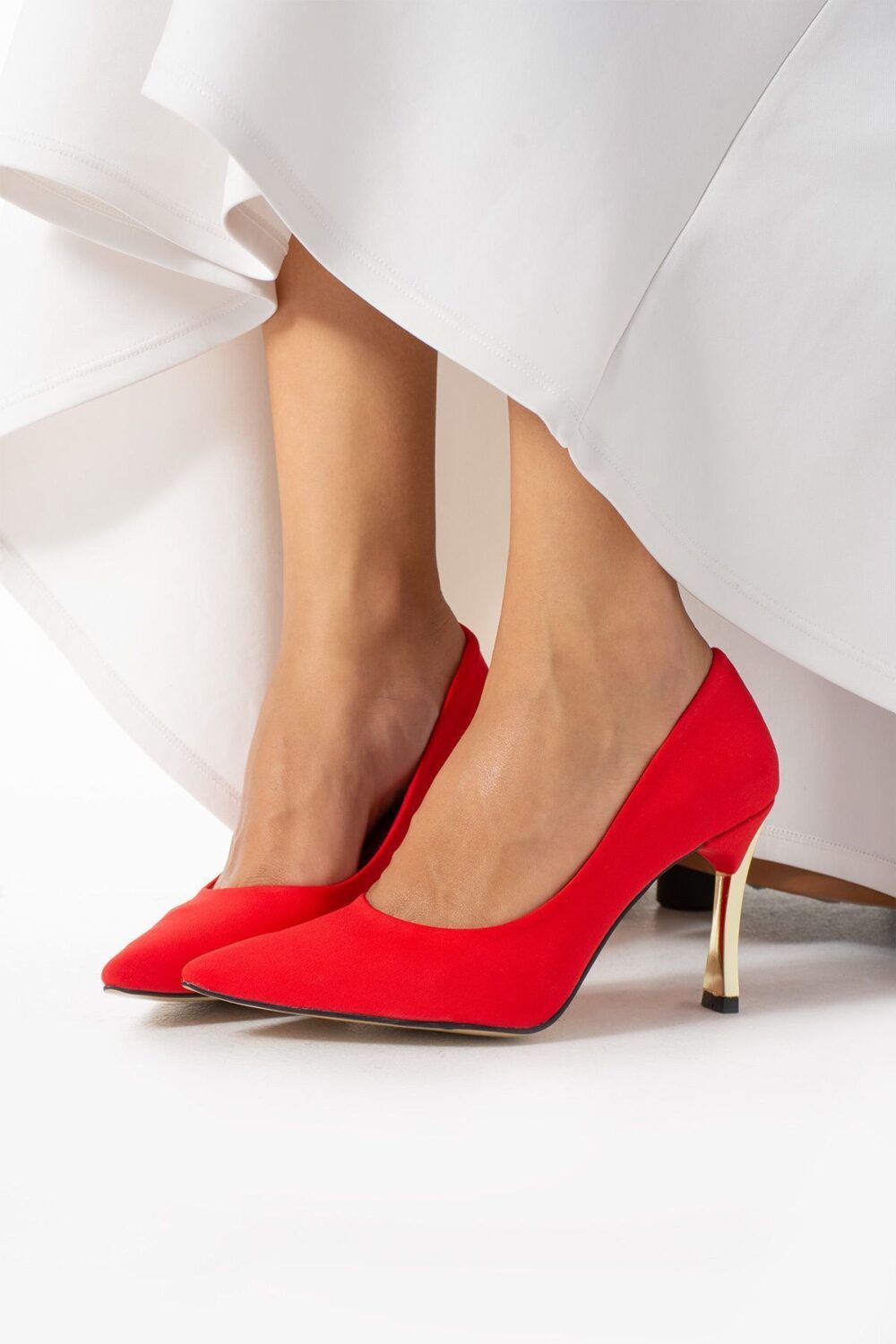 Stiletto Kırmızı Kadın Topuklu Ayakkabı Konforlu Vegan Deri Günlük Ve Özel Gün - Görsel 5