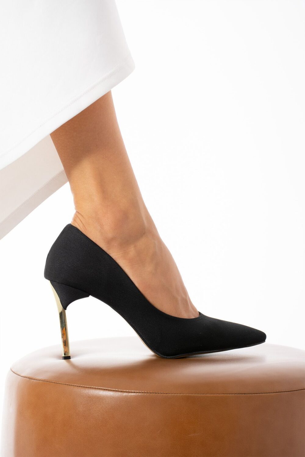 Stiletto Siyah Kadın Topuklu Ayakkabı Konforlu Vegan Deri Günlük Ve Özel Gün - Görsel 5