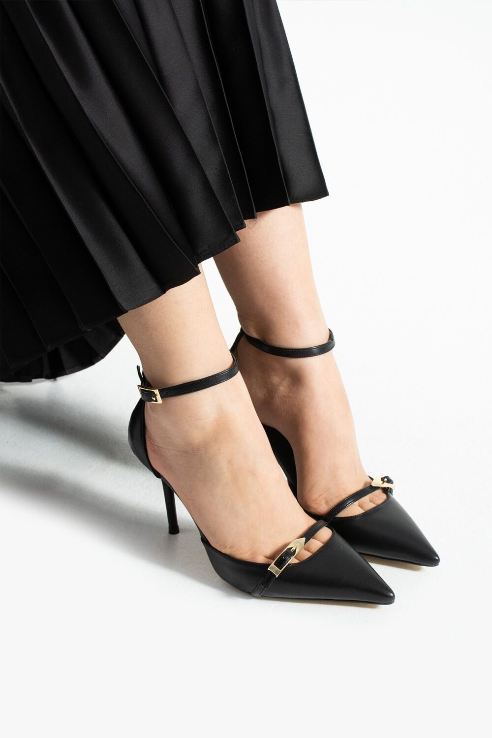 Siyah Mat Vegan Deri Stiletto – 9cm İnce Topuklu Rahat Kalıp Günlük Kadın Ayakkabısı - Görsel 3