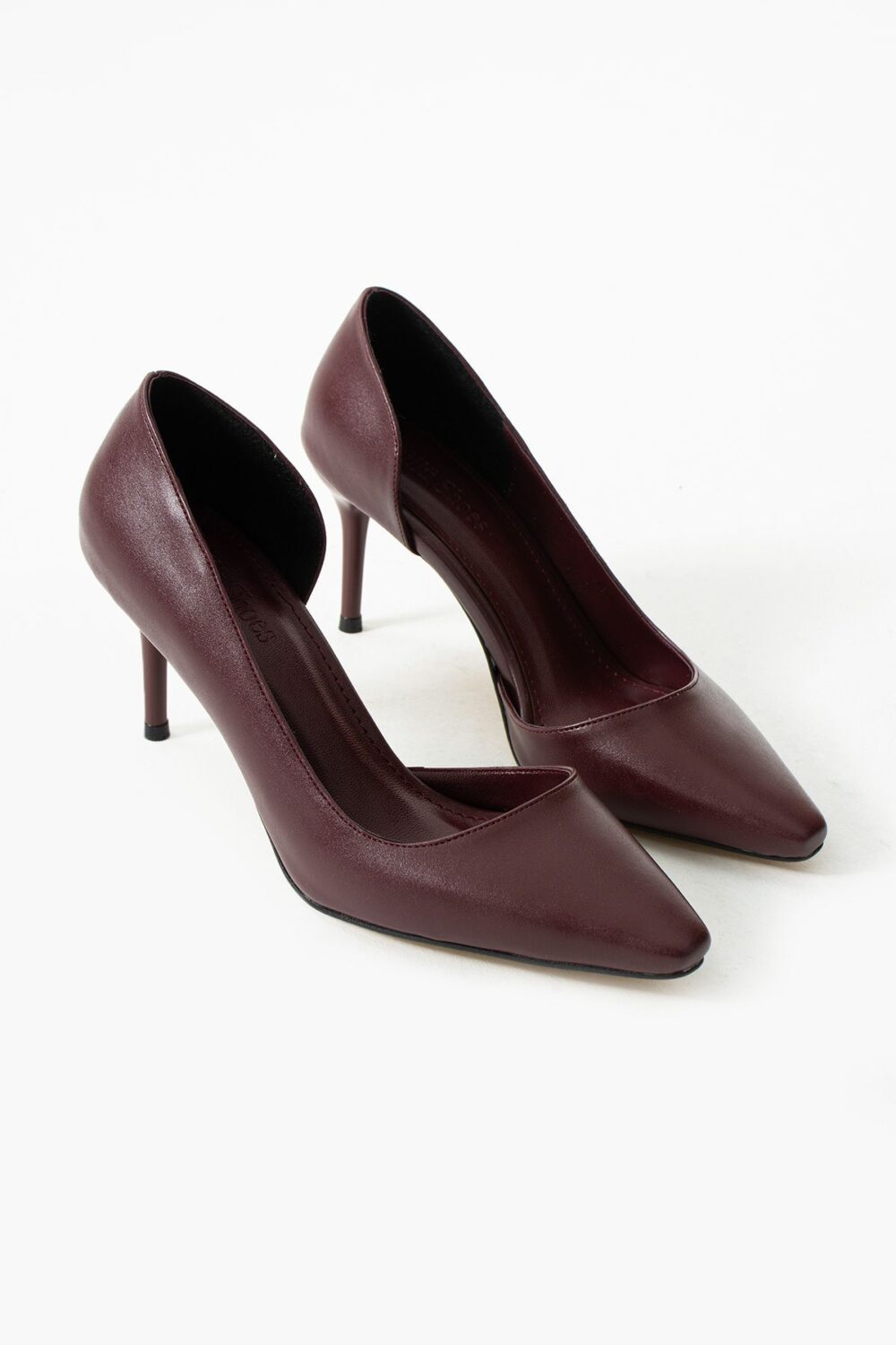 Mat Bordo Vegan Deri Stiletto – 7cm İnce Topuklu Günlük & Ofis Kadın Ayakkabısı - Görsel 4