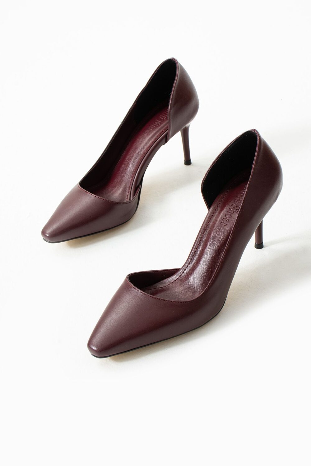 Mat Bordo Vegan Deri Stiletto – 7cm İnce Topuklu Günlük & Ofis Kadın Ayakkabısı - Görsel 5